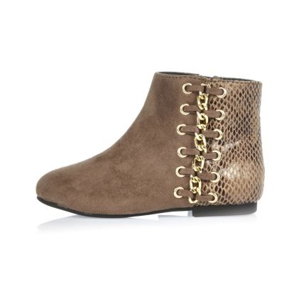 Light brown snake print ankle boots